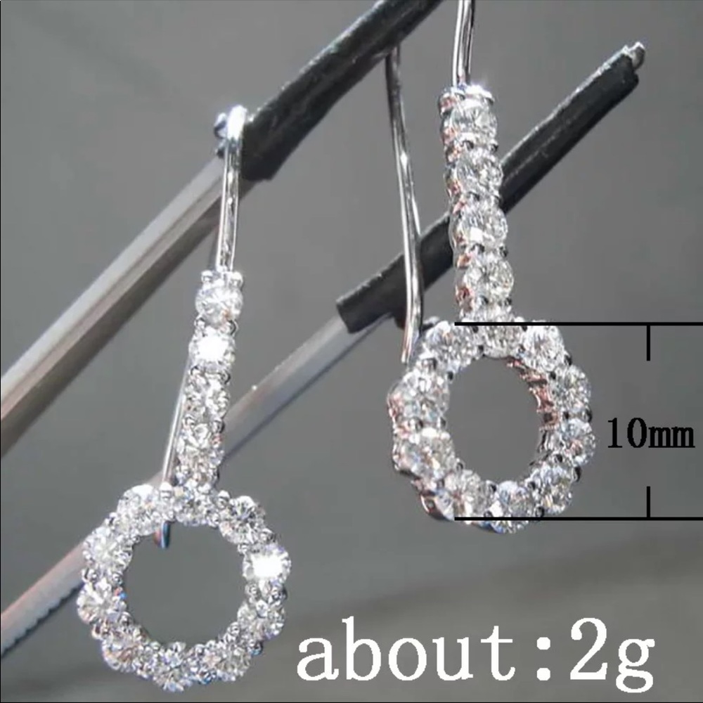 *NEW*Women’s 925 Silver Dangle Drop Hoop Earrings - Picture 6 of 6